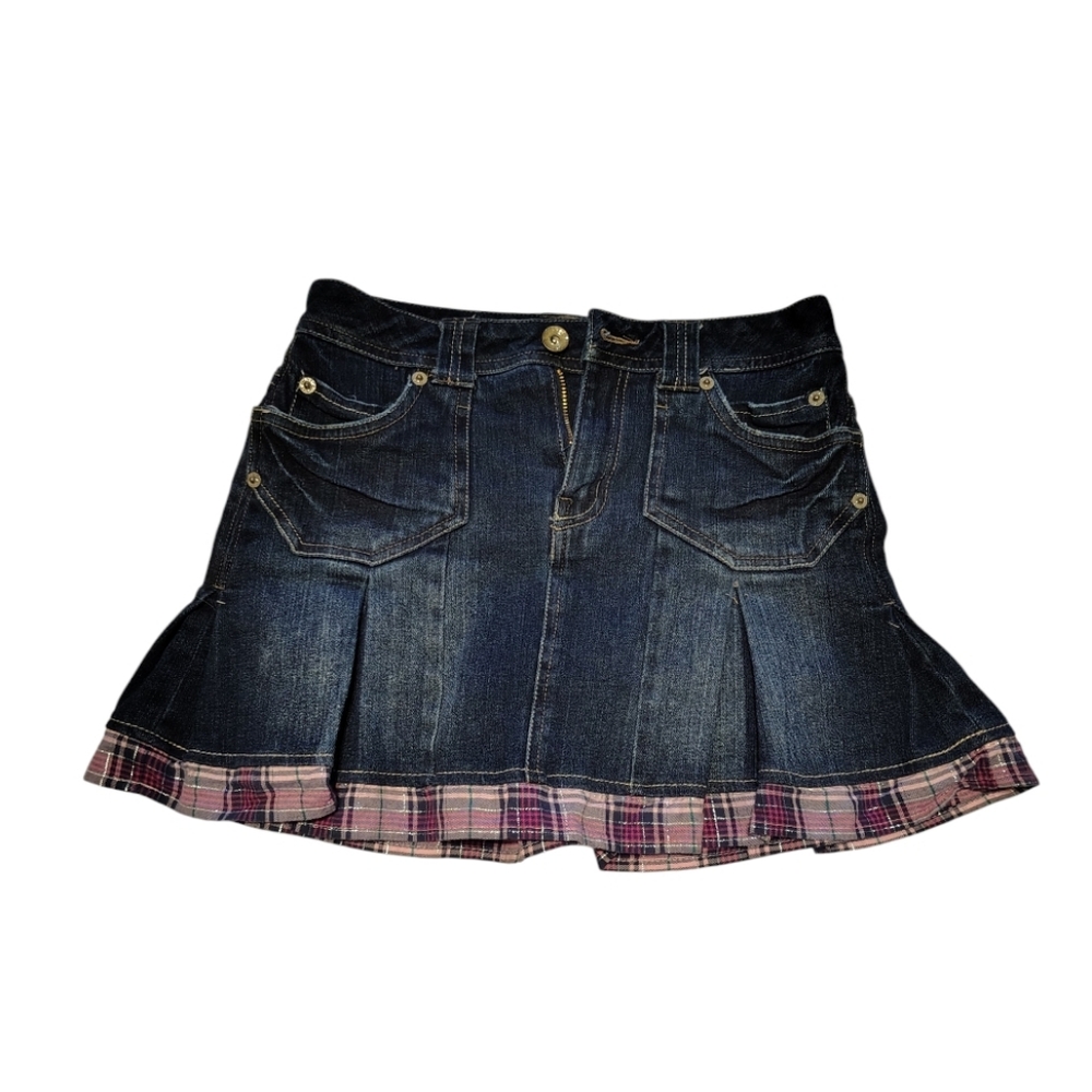 Nwot Justice Dark Blue Ruffled Purple Plaid Mini Skirt Size 12 Regular Girls
